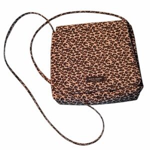 Vintage Kate Spade Leopard Print Nylon Crossbody Flap Bag